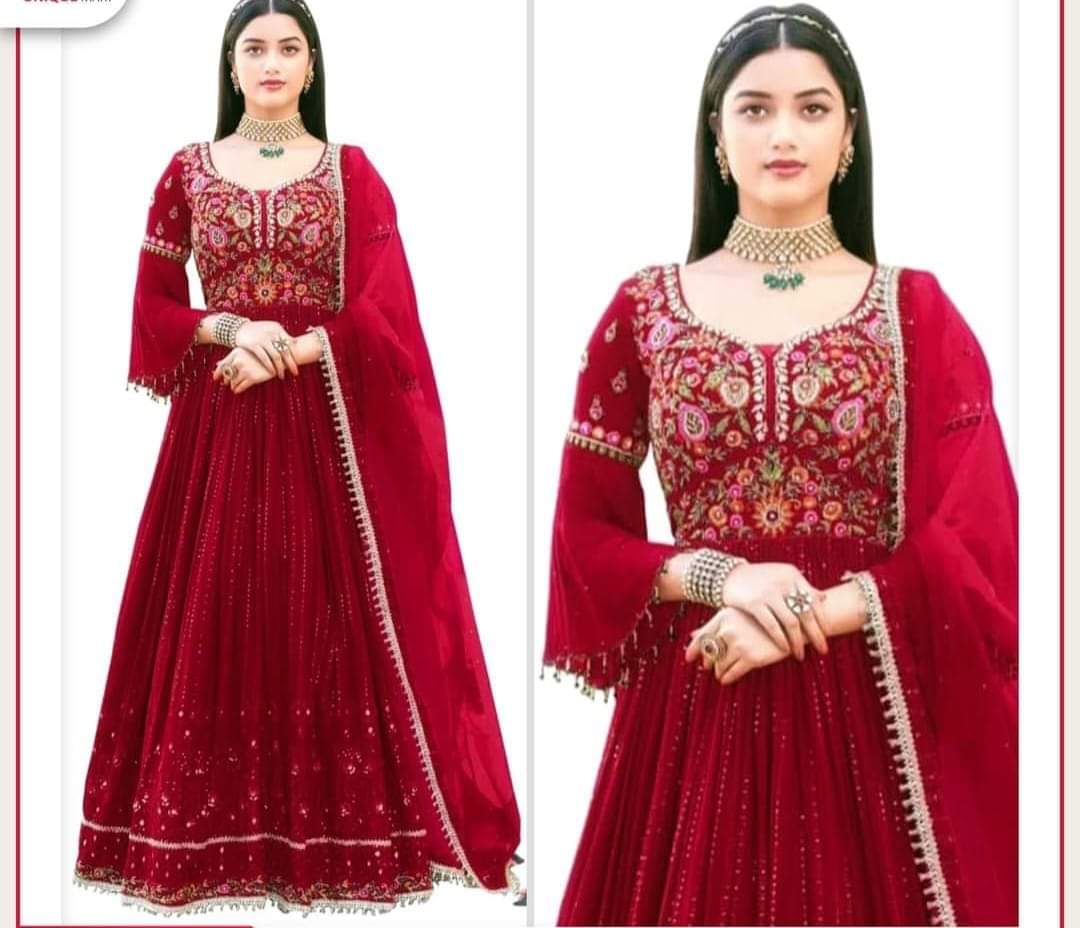 Premium Soft Georgette Embroidery Three Piece